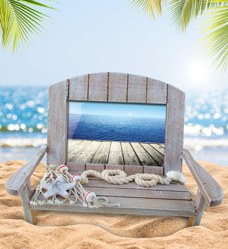 Puzzled CoTa Global Brown Chair Beach Picture Frame - Decorative 4x6 Picture Frame, Distressed Wood Picture Frames for Family, Perfect Beach House Decor Gifts and Family Portrait Frame, 9 Inch, Color May Vary - Image 5